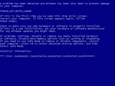 Screenshot of the application StartBlueScreen - #1