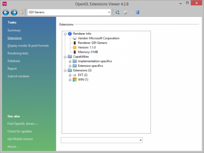 Screenshot of the application OpenGL Extensions Viewer - #2