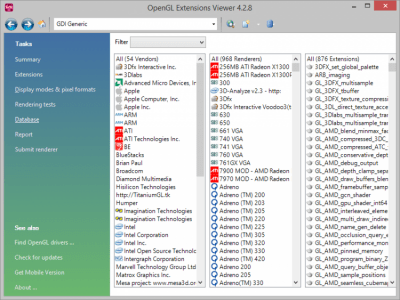 Screenshot of the application OpenGL Extensions Viewer - #4
