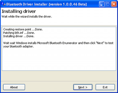 Screenshot of the application Bluetooth Driver Installer - #2