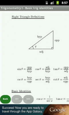 Screenshot of the application Free math cheat sheets - #4