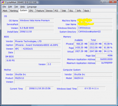 Screenshot of the application CrystalMark - #3