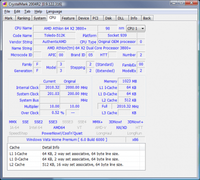 Screenshot of the application CrystalMark - #4