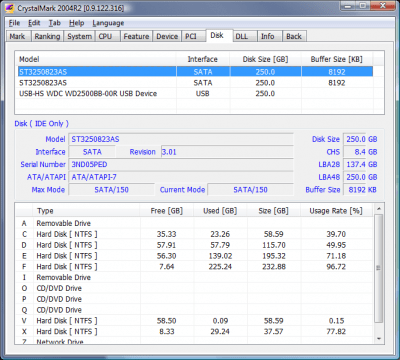 Screenshot of the application CrystalMark - #8