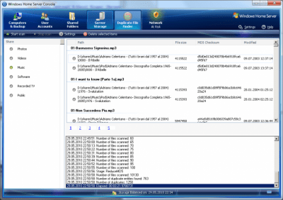 Screenshot of the application Duplicate File Finder for Windows Home Server - #1