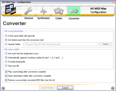 Screenshot of the application AV MIDI Converter - #3