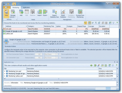 Screenshot of the application EMCO Ping Monitor - #1