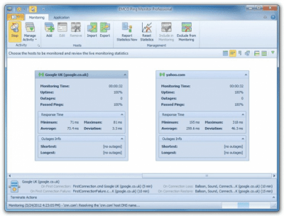 Screenshot of the application EMCO Ping Monitor - #2