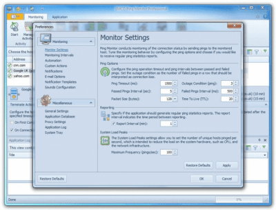 Screenshot of the application EMCO Ping Monitor - #4