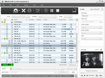 Screenshot of the application Xilisoft DVD to AVI Converter - #1