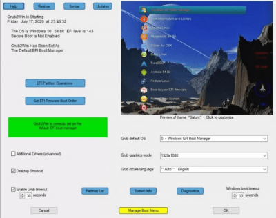 Screenshot of the application Grub2Win - #3