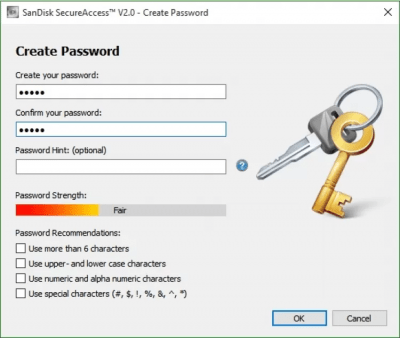 Screenshot of the application SanDisk SecureAccess - #2