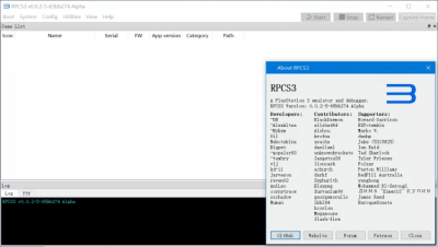 Screenshot of the application RPCS3 - #1