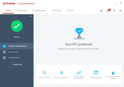 Screenshot of the application McAfee Total Protection - #1