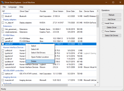 Screenshot of the application DriverStore Explorer - #1