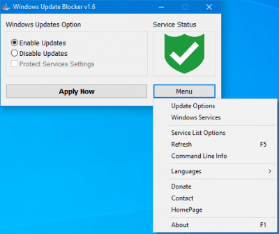 Screenshot of the application Windows Update Blocker - #1