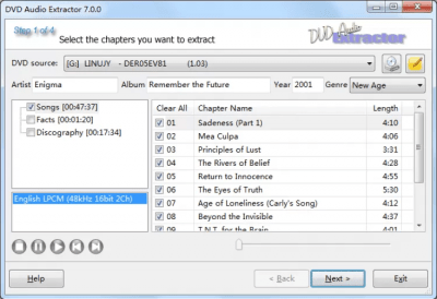 Screenshot of the application DVD Audio Extractor - #3
