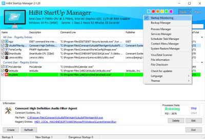 Screenshot of the application HiBit Startup Manager - #2