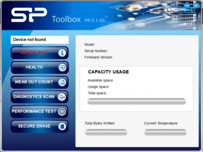 Screenshot of the application SP SSD Toolbox - #1