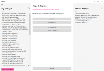 Screenshot of the application Bloatbox - #1