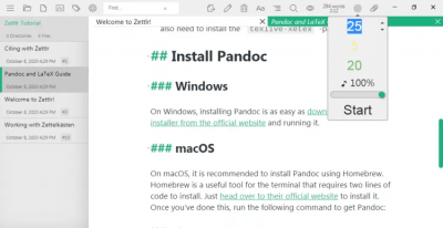 Screenshot of the application Zettlr - #1