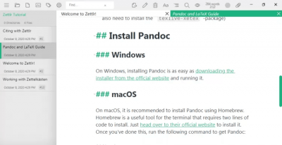 Screenshot of the application Zettlr - #4