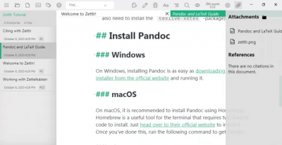 Screenshot of the application Zettlr - #5