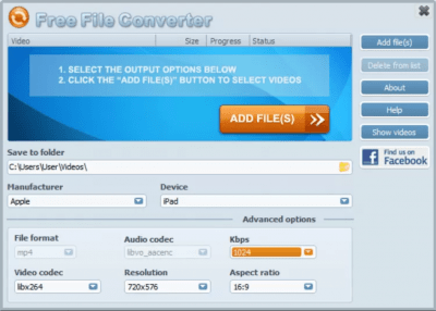 Screenshot of the application Free File Converter - #1