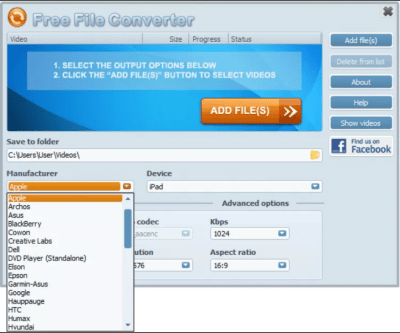 Screenshot of the application Free File Converter - #2