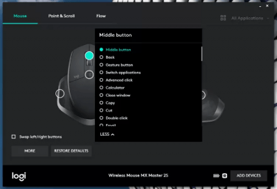 Screenshot of the application Logitech Options - #3