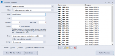 Screenshot of the application Better File Rename - #1