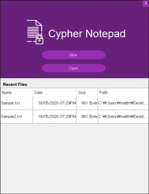 Screenshot of the application Cypher Notepad - #1