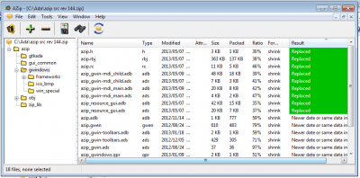 Screenshot of the application AZip - #7