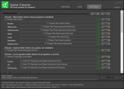 Screenshot of the application Game Cleaner - #2