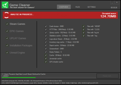 Screenshot of the application Game Cleaner - #3