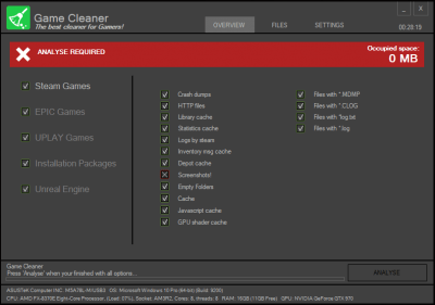 Screenshot of the application Game Cleaner - #4