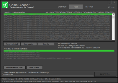 Screenshot of the application Game Cleaner - #5