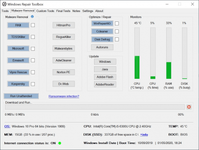 Screenshot of the application Windows Repair Toolbox - #1