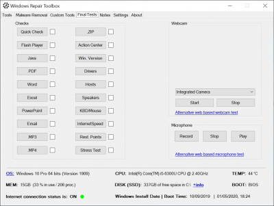 Screenshot of the application Windows Repair Toolbox - #3