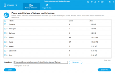Screenshot of the application Coolmuster Android Backup Manager - #4