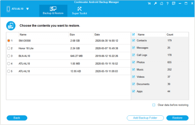 Screenshot of the application Coolmuster Android Backup Manager - #5