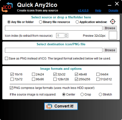 Screenshot of the application Quick Any2Ico - #1