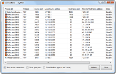 Screenshot of the application TinyWall - #5