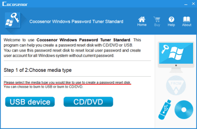 Screenshot of the application Cocosenor Windows Password Tuner - #1