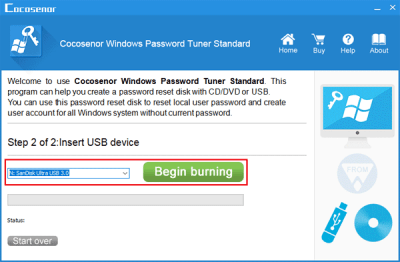 Screenshot of the application Cocosenor Windows Password Tuner - #2