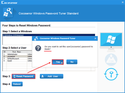 Screenshot of the application Cocosenor Windows Password Tuner - #4