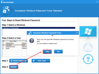 Screenshot of the application Cocosenor Windows Password Tuner - #6