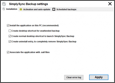 Screenshot of the application SimplySync Backup - #2
