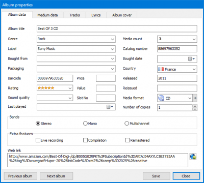 Screenshot of the application GSoft4U Music Collection - #5