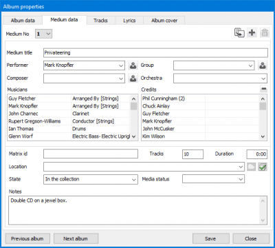 Screenshot of the application GSoft4U Music Collection - #6